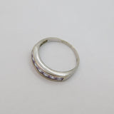 Sterling Silver Lavender CZ Half Eternity Band Ring Modern c1990 Size Q 1/2