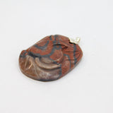 Sterling Silver Floral Pattern Carved Red Jasper Pendant Vintage c1970s
