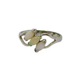 Sterling Silver Triple Marquise Opal Dress Ring Contemporary c1990 Size N 1/2