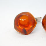 Sterling Silver & Natural Baltic Amber Gents Cufflinks Vintage c1950
