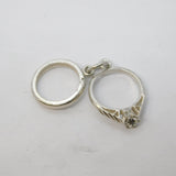 Sterling Silver Wedding Engagement Ring Charm Pendant Vintage c1970