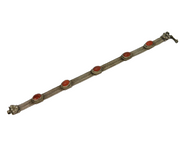 20th Century .900 Grade Silver Cabochon Carnelian Panel Bracelet Antique