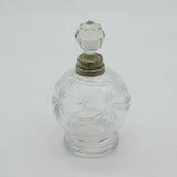 Sterling Silver Rim & Cut Glass Star Pattern Perfume Bottle Antique 1913 Deco