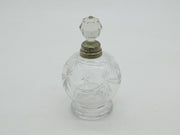 Sterling Silver Rim & Cut Glass Star Pattern Perfume Bottle Antique 1913 Deco