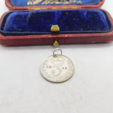 Sterling Silver Authentic Threepence Coin Charm Pendant 1920
