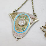 Charles Horner Art Deco Sterling Silver & Enamel Pendant Necklace Antique 1912