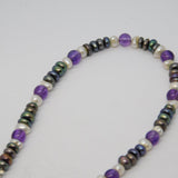 Tahitian Pearl, Pearl & Amethyst Beaded Sterling Silver Necklace Vintage 2005