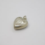 Sterling Silver Patterned Puffy Heart Charm Pendant Vintage c1970