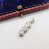 Sterling Silver Diamond Paste Drop Charm Pendant Vintage c1970