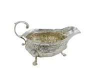 George II Sterling Silver Floral Pattern Sauce Boat Antique 1746 London
