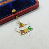 Sterling Silver and Enamel Edmonton CA Maple Leaf Charm Pendant Vintage c1970