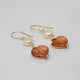 Pair of Sterling Silver Pearl & Pink Crystal Drop Earrings Contemporary c2015