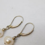 Sterling Silver & Cultured Pearl Set Drop Earrings Vintage c1970s