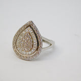 Sterling Silver Paste Set Peardrop Shape Statement Ring Vintage c1970 Size L
