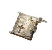 Sterling Silver Opening Holy Bible Charm Pendant Vintage c1970s