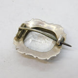 Victorian Sterling Silver & Rock Crystal Set Brooch Pin Antique c1880s