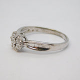 Sterling Silver 7 Stone Diamond Set Flower Cluster Ring Vintage c1970 Size R 1/2