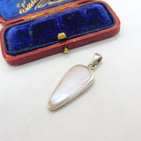 Sterling Silver Pink Mother of Pearl Drop Charm Pendant Vintage c1970