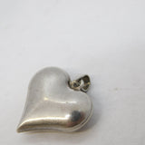 Sterling Silver Puffy Heart Charm Pendant Vintage c1970