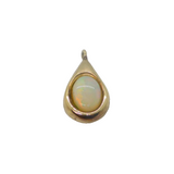Australian Gold On Sterling Silver Oval Opal Drop Charm Pendant Modern c1990s