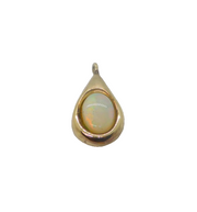 Australian Gold On Sterling Silver Oval Opal Drop Charm Pendant Modern c1990s