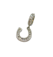 Sterling Silver CZ Horseshoe Bracelet Charm Or Pendant Contemporary c2000s