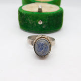 Sterling Silver Lapis Lazuli Dress Ring Vintage c1970 Size K 1/2 UK