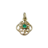 Sterling Silver Kit Heath Green Crystal Set Celtic Knot Pendant Vintage c1990s