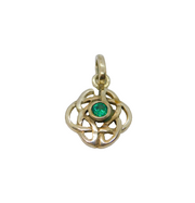Sterling Silver Kit Heath Green Crystal Set Celtic Knot Pendant Vintage c1990s