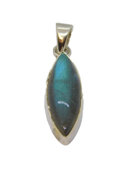 Sterling Silver Cabochon Labradorite Ellipse Studio Pendant Vintage c1990s