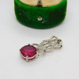 Sterling Silver Ruby Paste Drop Charm Pendant Vintage c1970