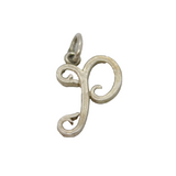 Sterling Silver 'P' Script Form Initial Charm Pendant Vintage c1970s