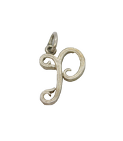 Sterling Silver 'P' Script Form Initial Charm Pendant Vintage c1970s