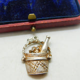 Sterling Silver Champagne Ice Bucket Charm Pendant Vintage c1970