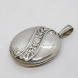 Sterling Silver Victorian Style Floral Locket Pendant Vintage c1970