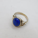 Sterling Silver Lapis Lazuli Celtic Pattern Dress Ring Vintage c1970 Size N 1/2