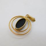 9ct Yellow Gold & Cabochon Cut Doublet Opal Set Drop Pendant Vintage c1970s