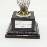 Cast Sterling Silver Owl on Plinth Base 'Owl Award, 1985' Vintage London 1981