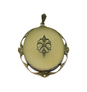 Sterling Silver Marcasite & Frosted Glass Large Oval Deco Pendant Antique c1920