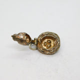 Sterling Silver Bird On Nest With Eggs Charm Pendant Vintage c1970s