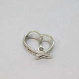 Sterling Silver CZ Set Contemporary Open Heart Charm Pendant Vintage c1970