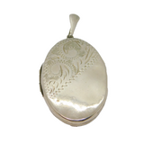 Sterling Silver Patterned Large Oval Double Locket Pendant Vintage c1970