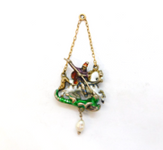 19th Century Austro-Hungarian Gold & Silver George Slaying the Dragon Pendant