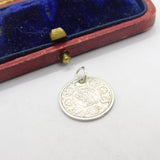 Sterling Silver King George V Indian Two Annas Coin 1917 Charm Pendant Antique