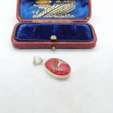 Sterling Silver & Resin Set Flower Petal Pendant Vintage c1970