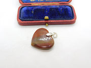 Sterling Silver Red Agate Heart Charm Pendant Vintage c1970