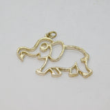 Sterling Silver Novelty Elephant Outline Charm Pendant Vintage c1970s