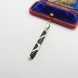 Sterling Silver Onyx Baton Charm Pendant Vintage c1970
