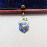 Sterling Silver and Enamel Oslo Travel Shield Charm Pendant Vintage c1970