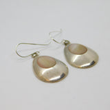 Pair of Sterling Silver Shell Set Peardrop Hook Dangly Earrings Modern c1990